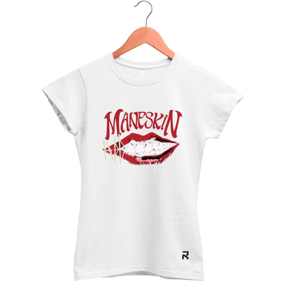 Camiseta Baby Look Feminina Maneskin - Clube Rock - P - Branca -