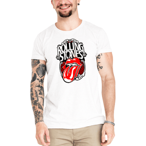 Camiseta Masculina Rolling Stones 50 Anos - Clube Rock - P-MASC-079-BC - P - Branca -