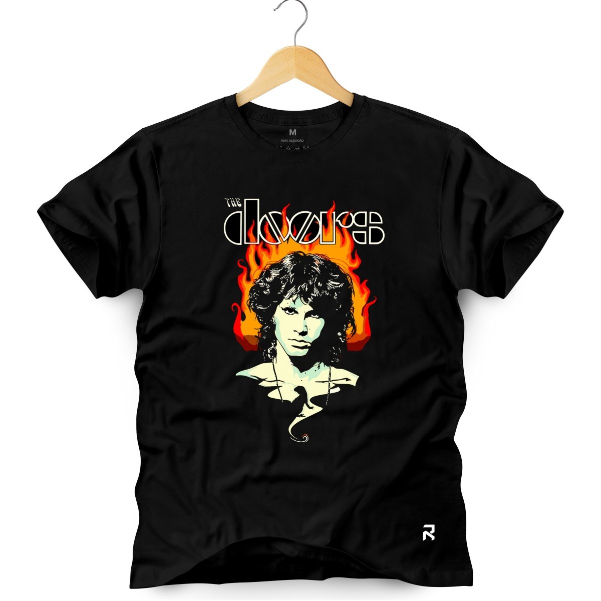 Camiseta Masculina The Doors Fire - Clube Rock - P - Preta -